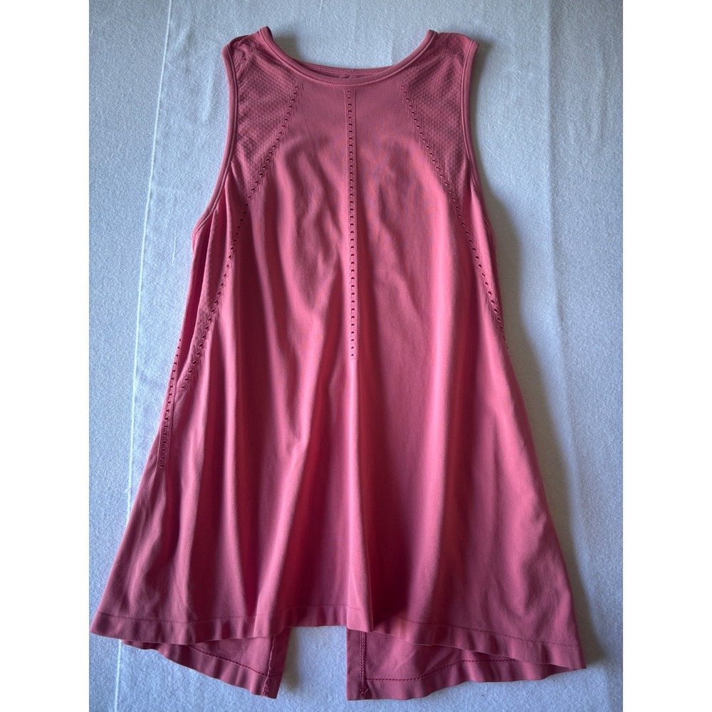 Athleta Renew Support Top Pink Sleeveless Pointelle Mesh Split Back Tank Small